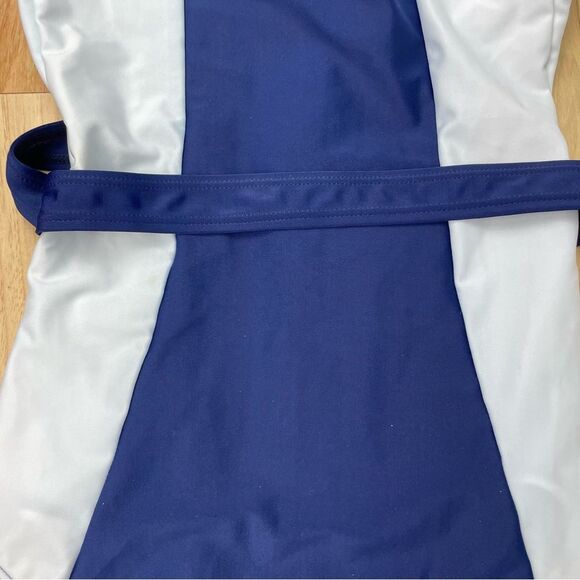 Blue & White Color Block One Piece Swimsuit Bathing Suit Molded Underwire Sz L - Picture 4 of 15
